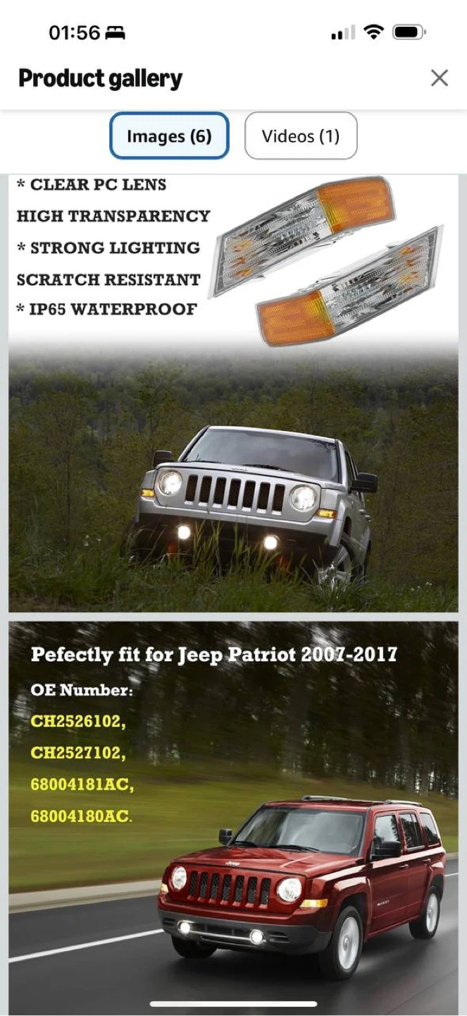 Jeep Patriot 2007–2017 Front Turn Signal Light Covers Left&Rig - photo 3