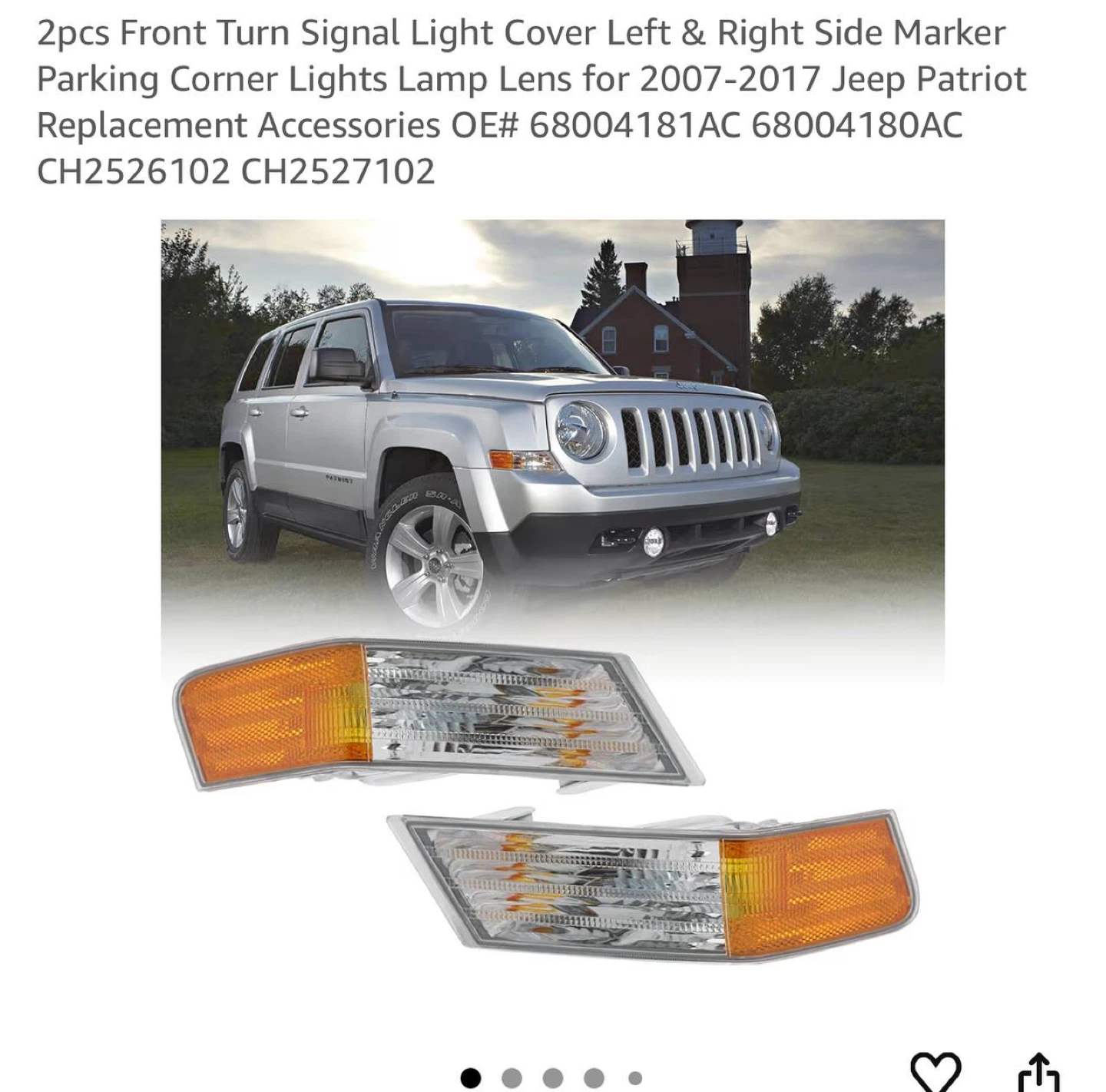 Jeep Patriot 2007–2017 Front Turn Signal Light Covers Left&Rig