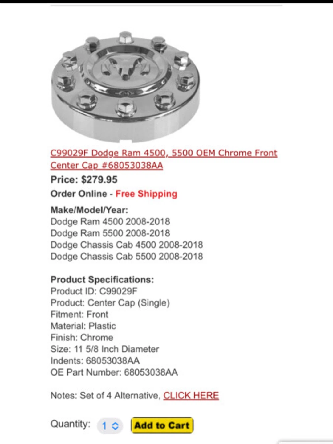 Dodge Ram Hubcap Wheel Cover - photo 3