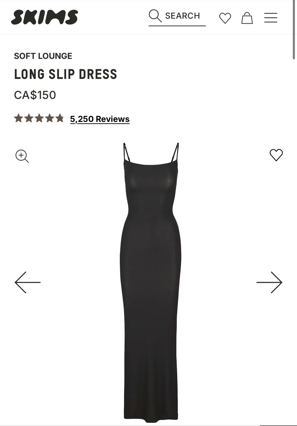 [BNWT] SKIMS Soft Lounge Long Slip Dress (Onyx)