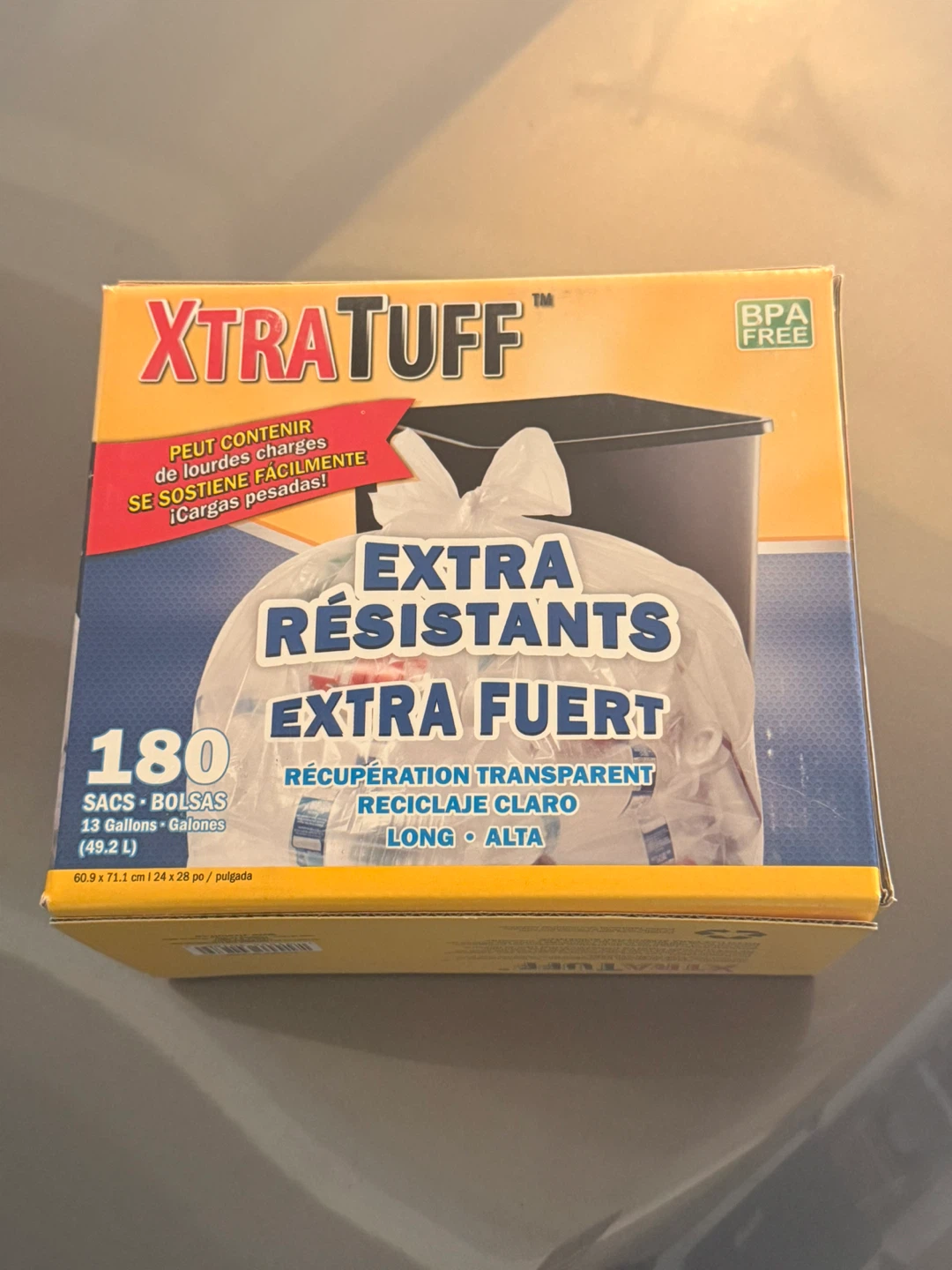XtraTuff Tall Kitchen Trash Bags - 180 Count, Clear Recycling - photo 2