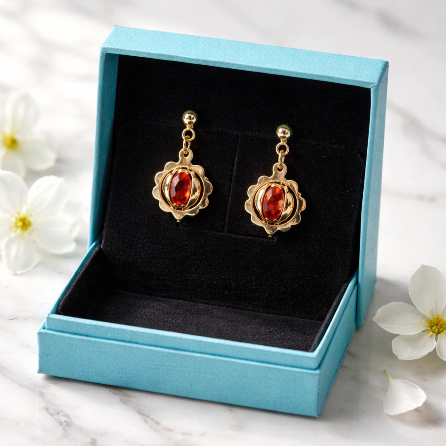 Gold-tone Dangle Earrings with Gemstone - photo 3