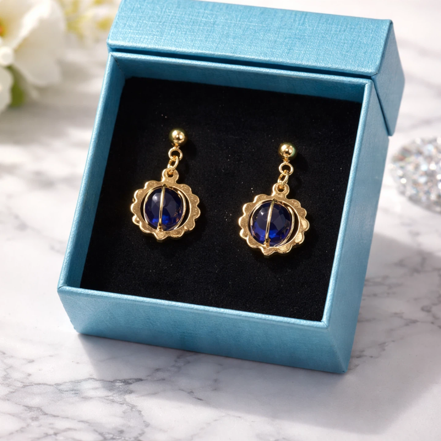 Gold-tone Dangle Earrings with Gemstone - photo 2