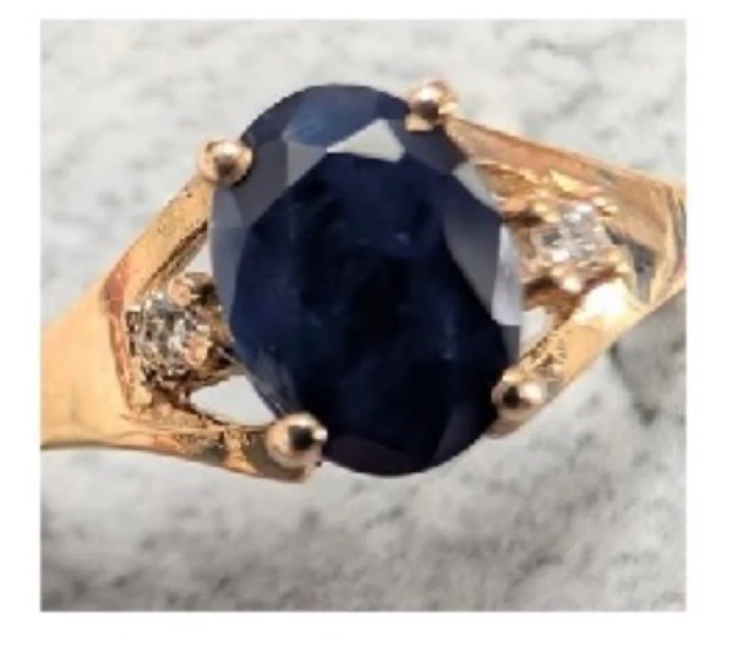 10K Gold Sapphire & Diamond Ring - Size 7.5