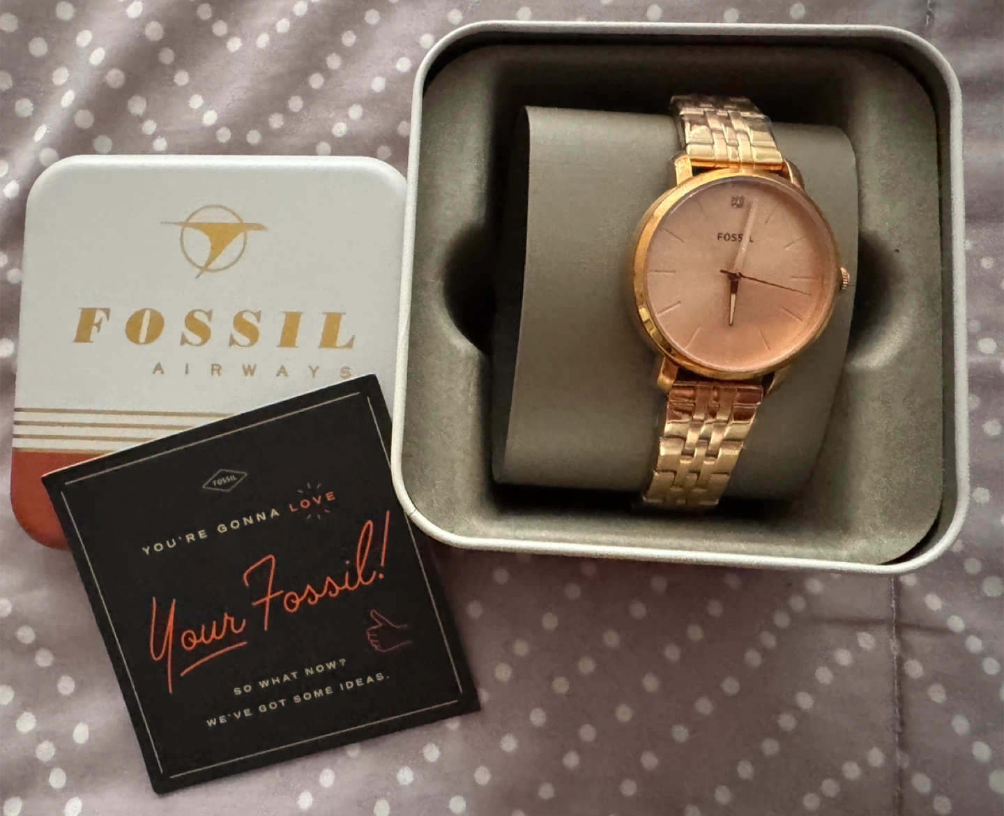 Brand New Fossil Rose Gold Tone Watch with Box