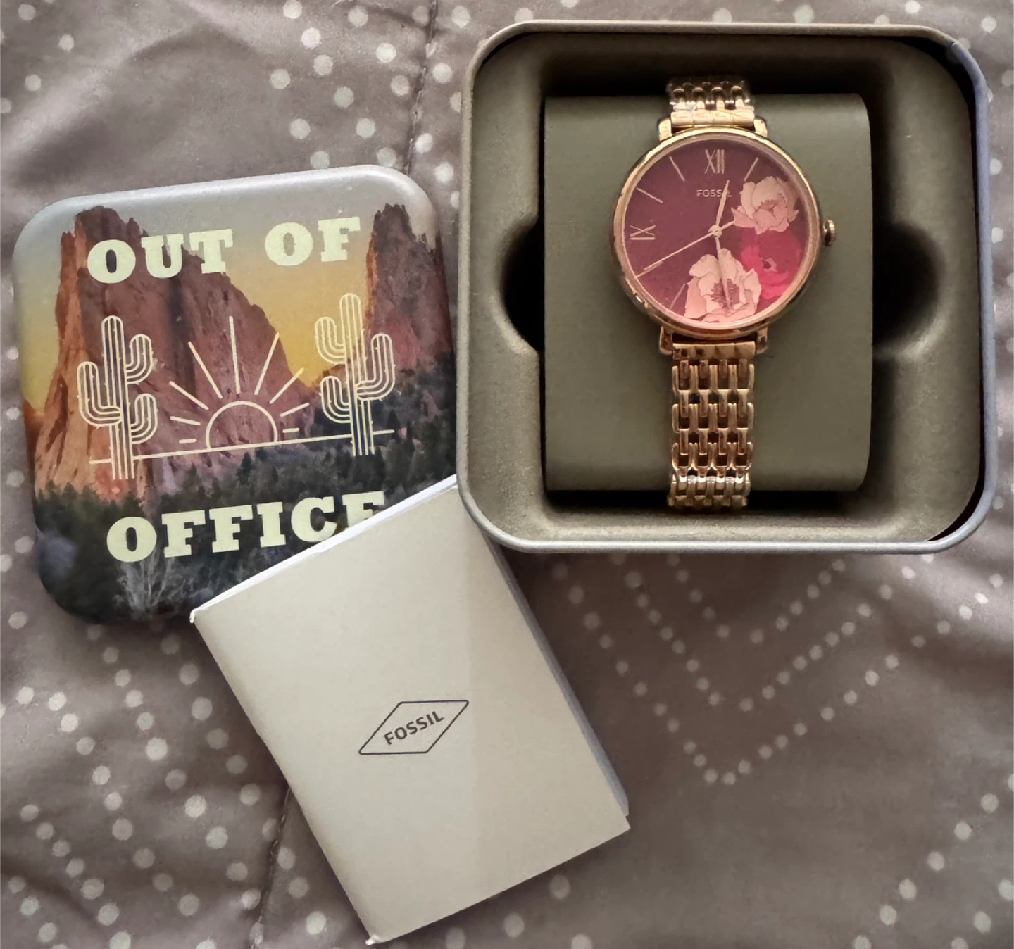 Brand New Fossil Rose Gold Floral Watch