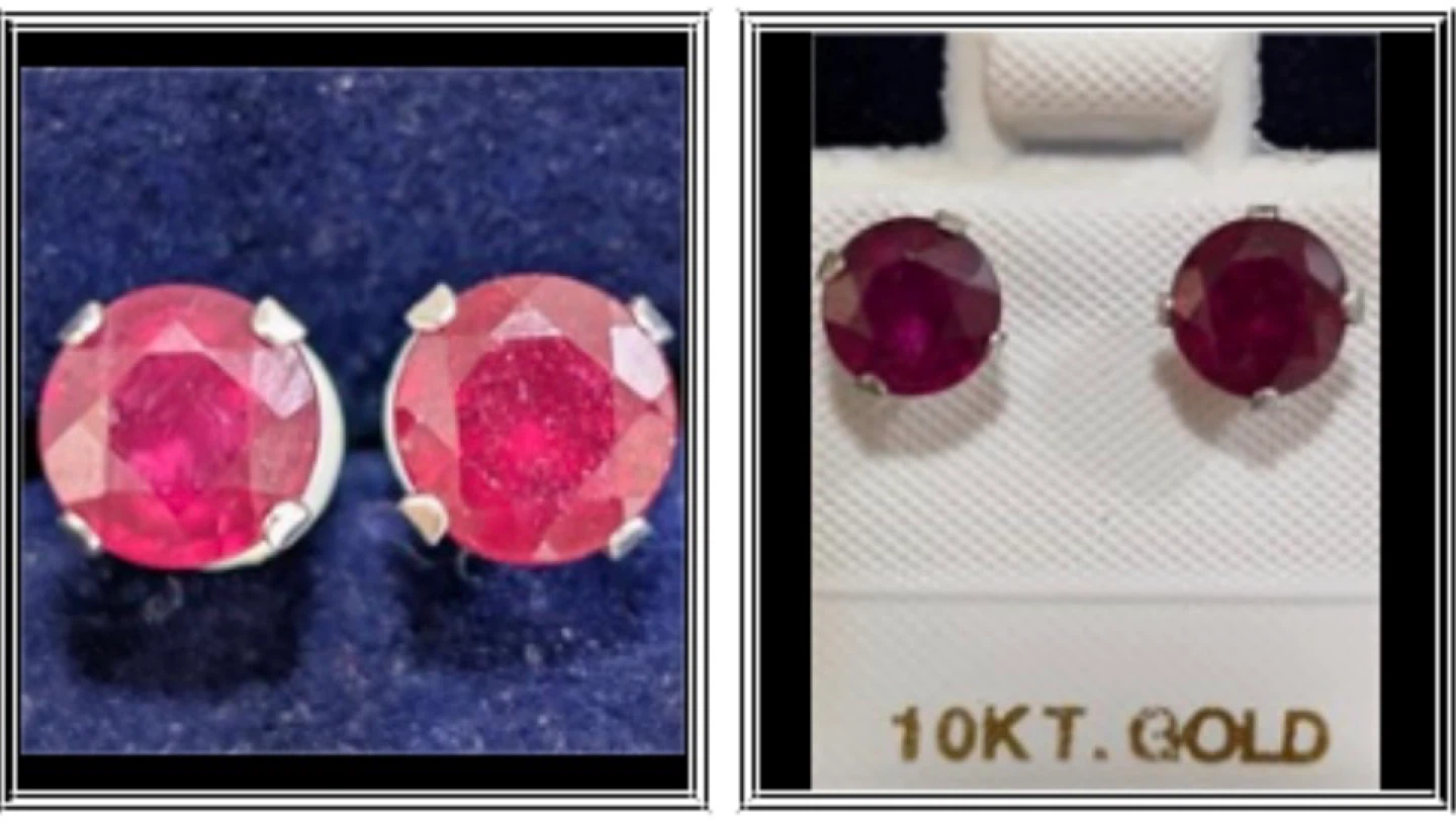 10K Gold Ruby Stud Earrings - photo 2