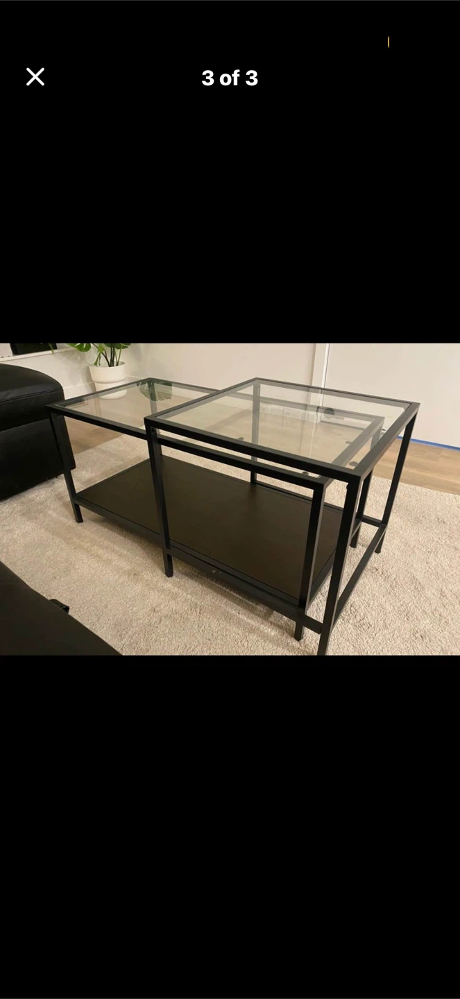 Black Metal and Glass Coffee Table