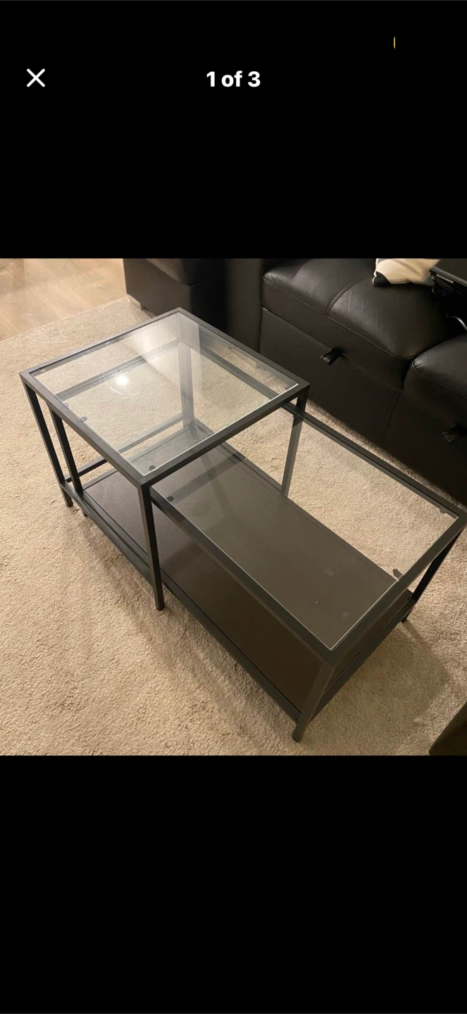 Black Metal and Glass Coffee Table - photo 3