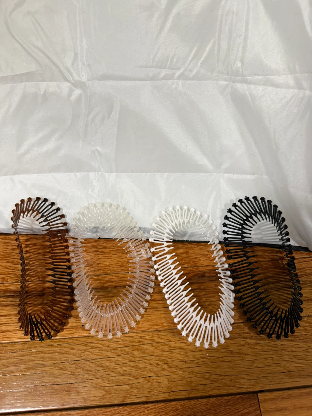 Set of 4 Hair Combs - Black, White, Clear, Brown