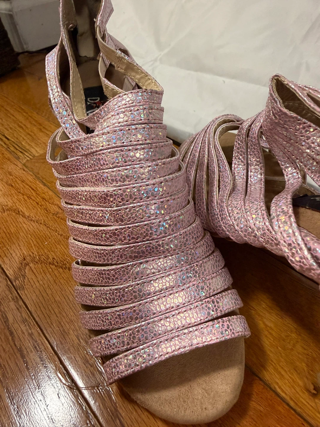Very Fine Latin Dance Pink Glitter Heels + Bag - photo 2
