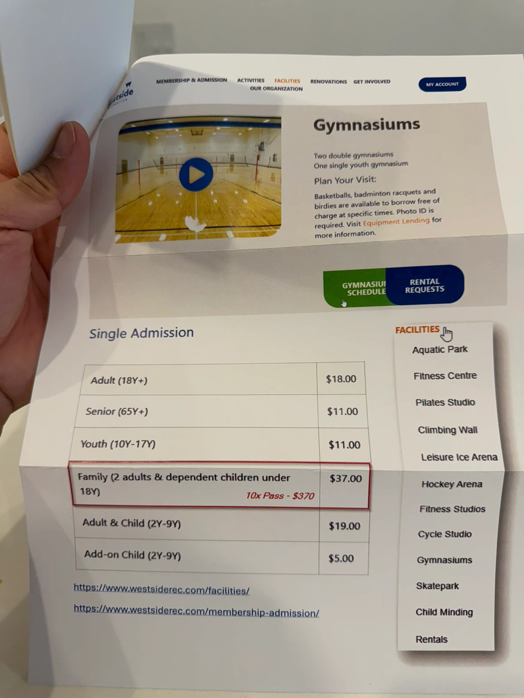 Westside Recreation Centre $370 Gift Card - photo 2