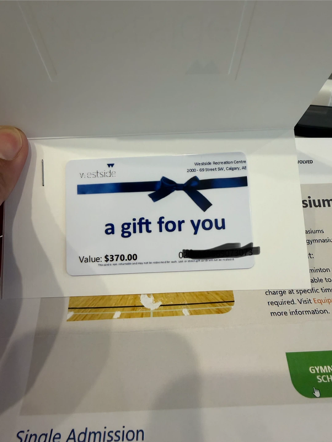 Westside Recreation Centre $370 Gift Card