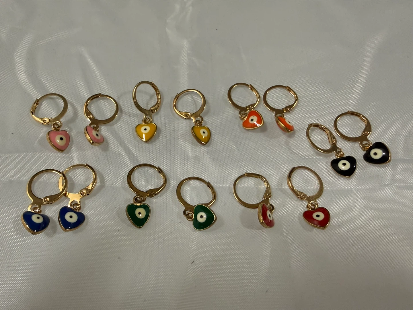 Set of 7 Heart Evil Eye Dangle Earrings - photo 2