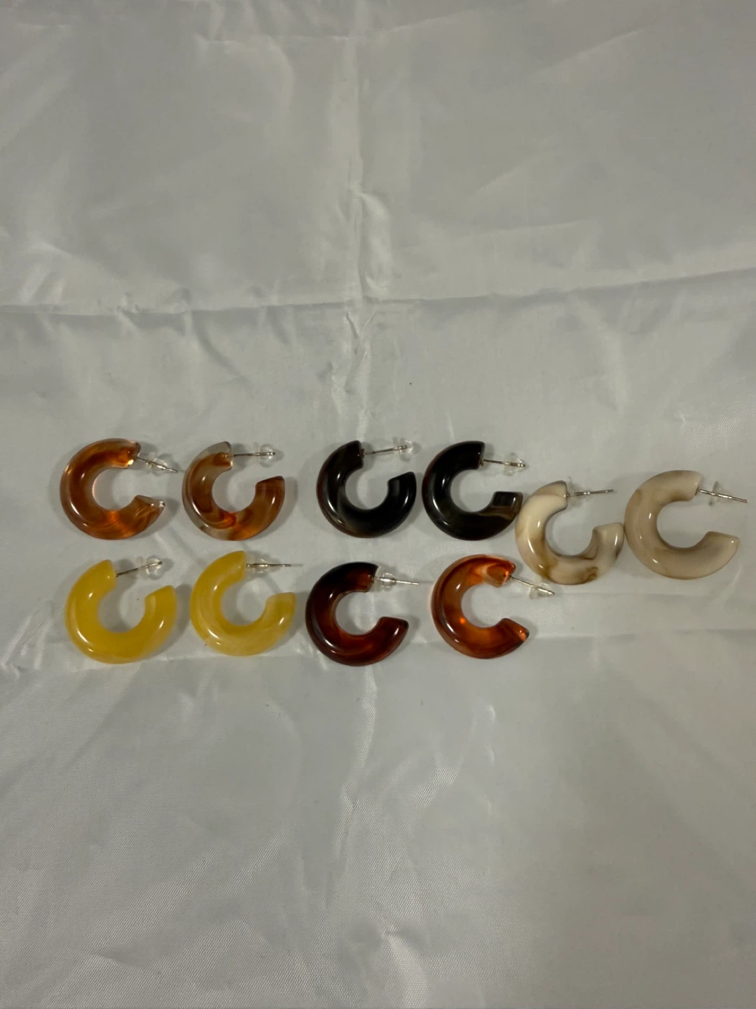 Set of 5 Acrylic Hoop Earrings