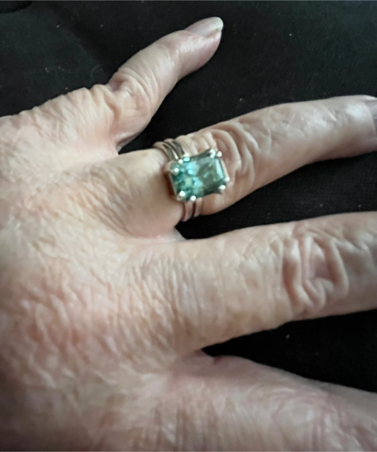 Moissanite Fancy Blue-Green Ring Sterling Silver