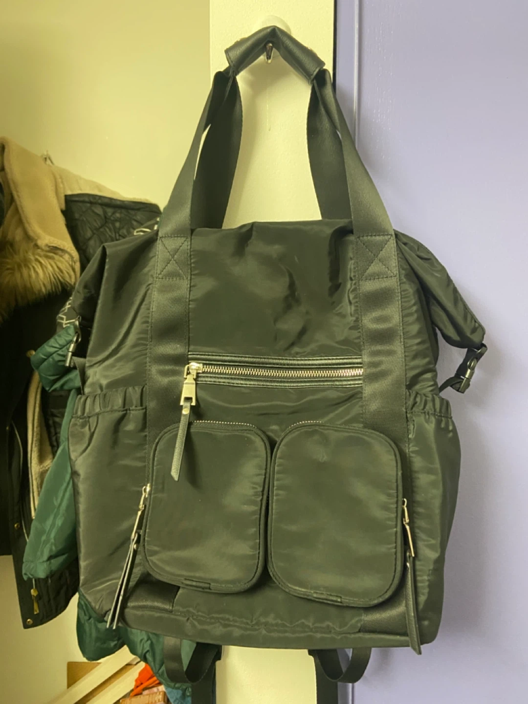Black Nylon Backpack Tote