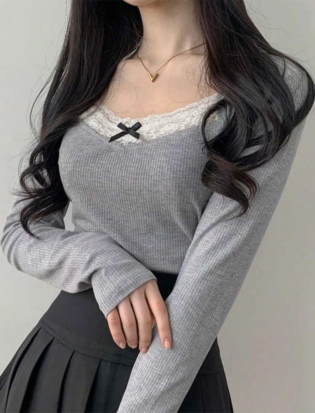 Grey Long Sleeve Top