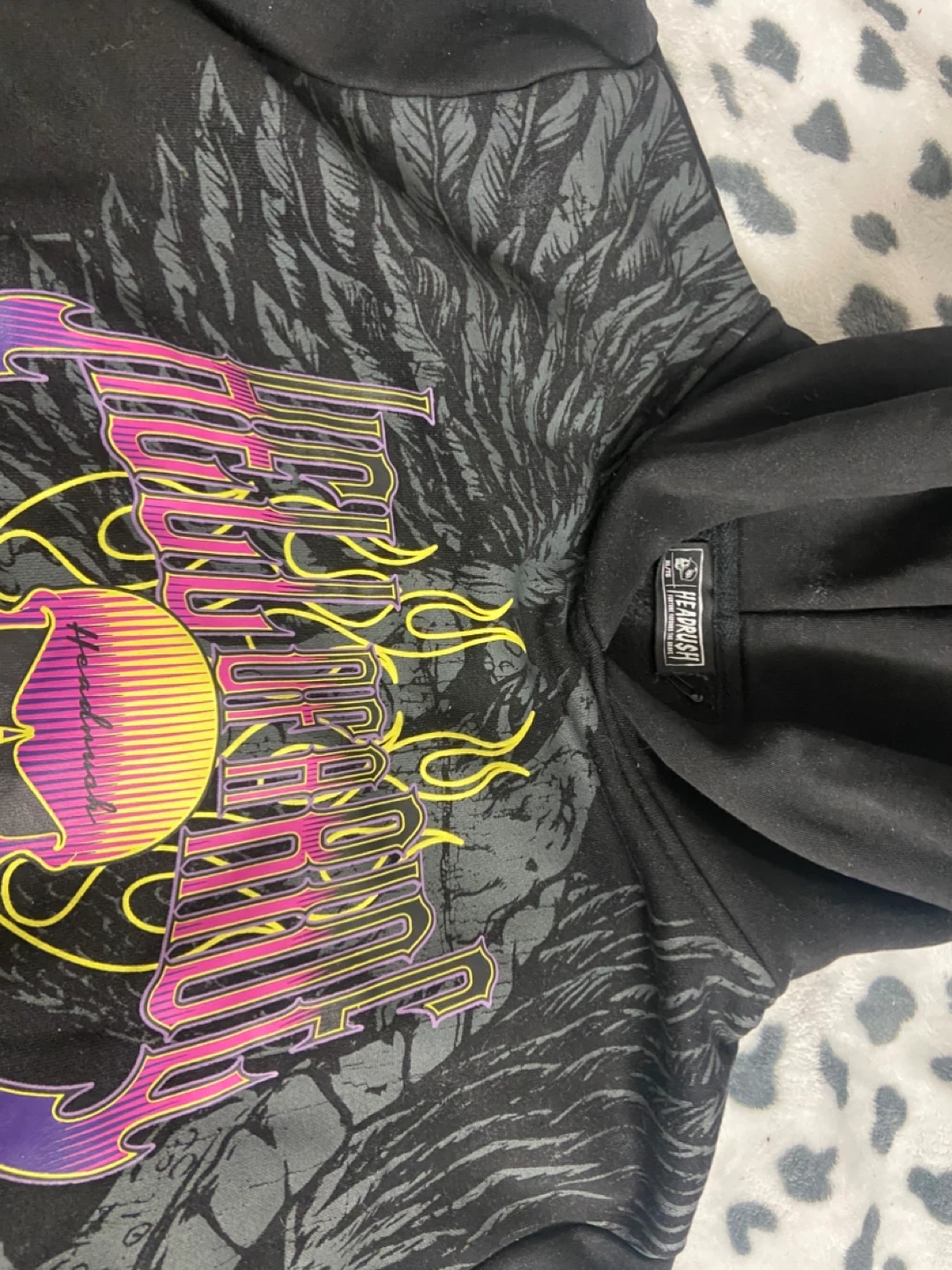 Headrush black graphic cropped hoodie - photo 2
