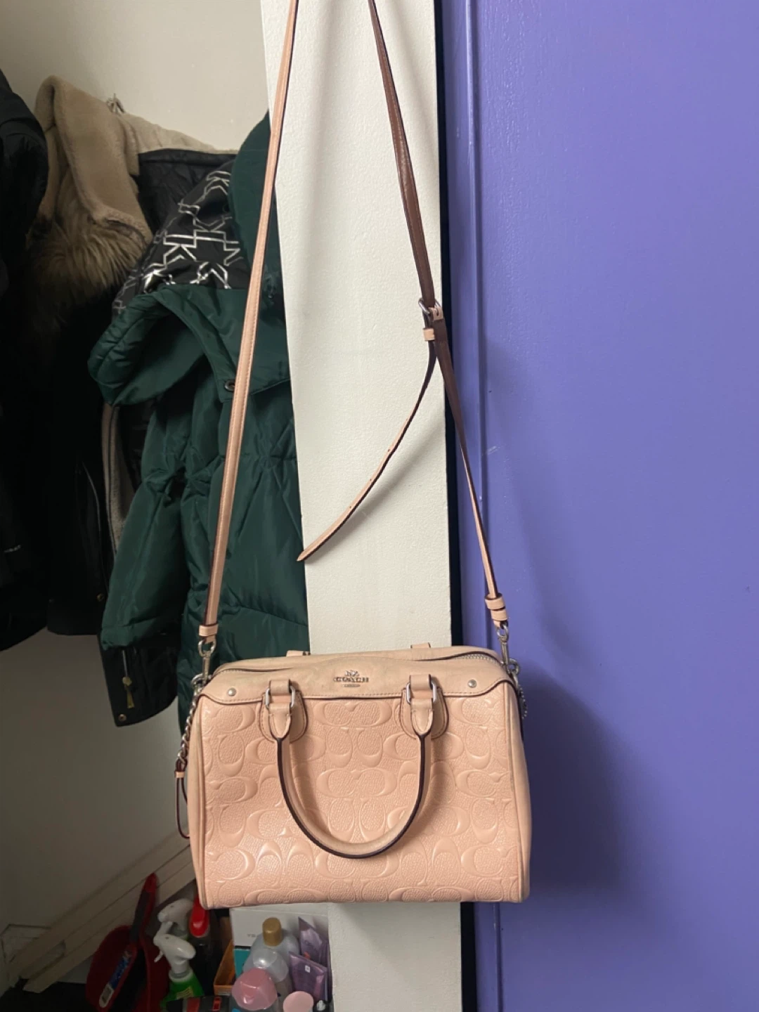 Coach Pink Embossed Leather Satchel Handbag - photo 3