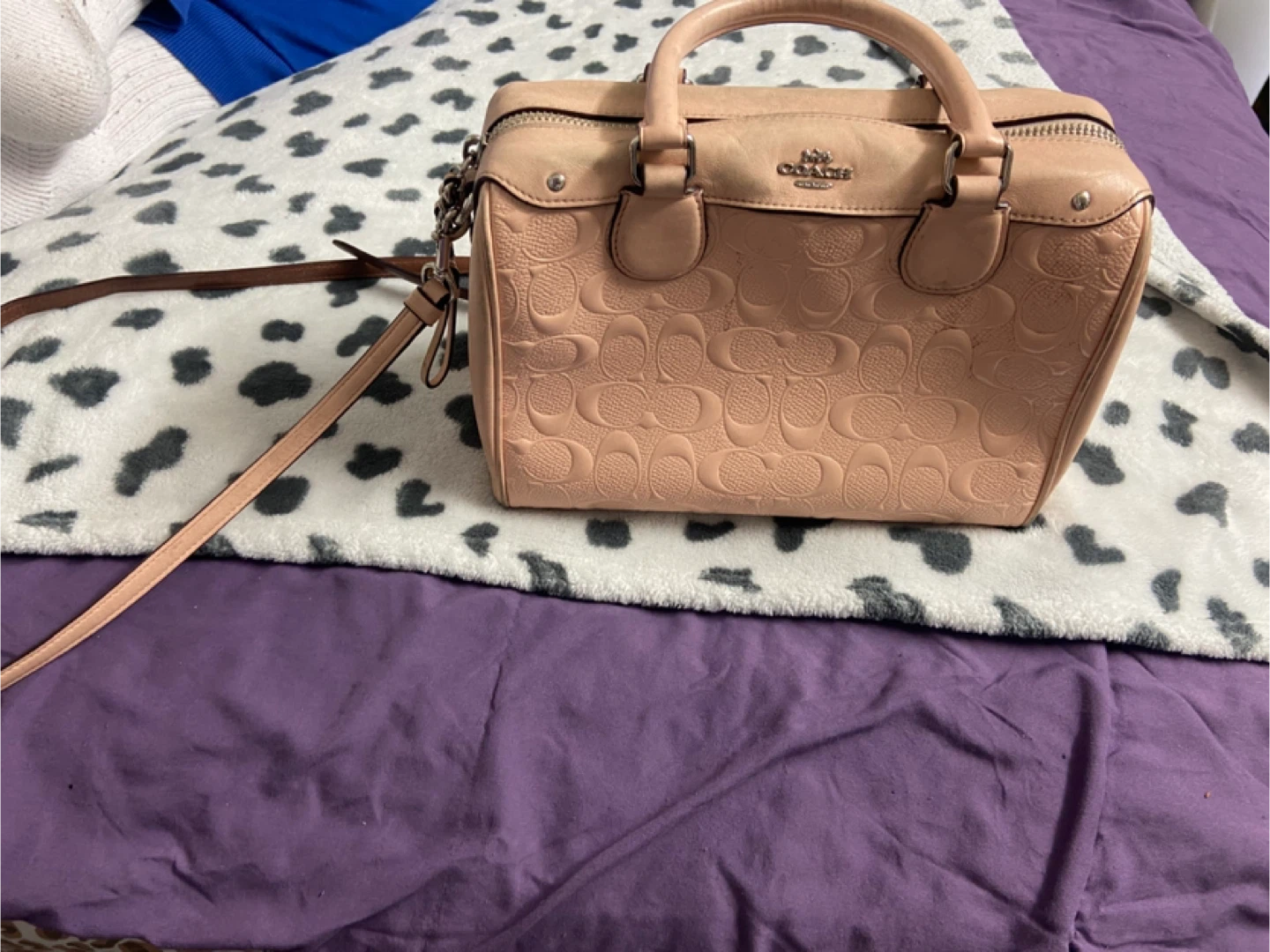 Coach Pink Embossed Leather Satchel Handbag - photo 2