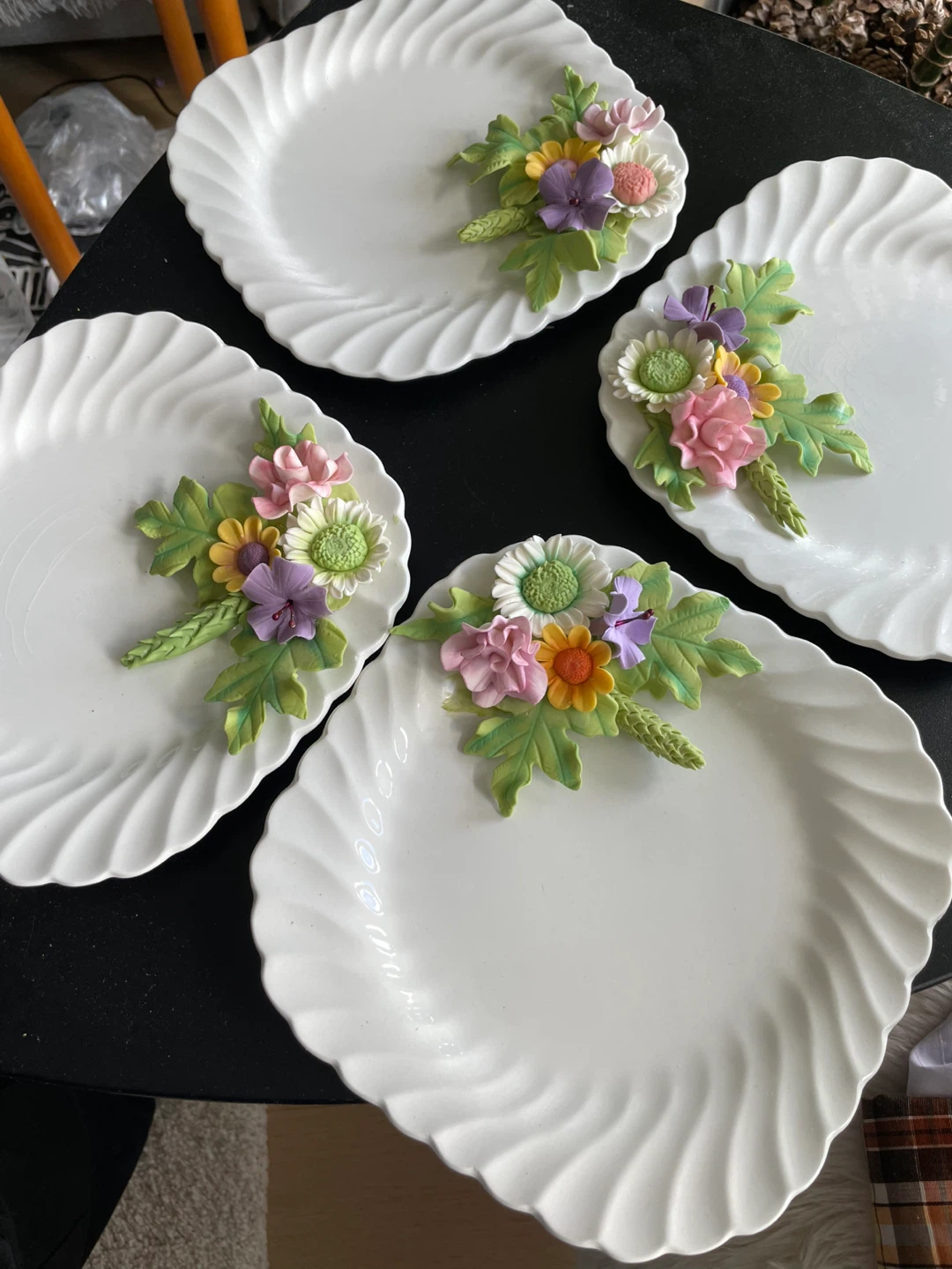 Decorative White Plates with Floral Embellishments - photo 2