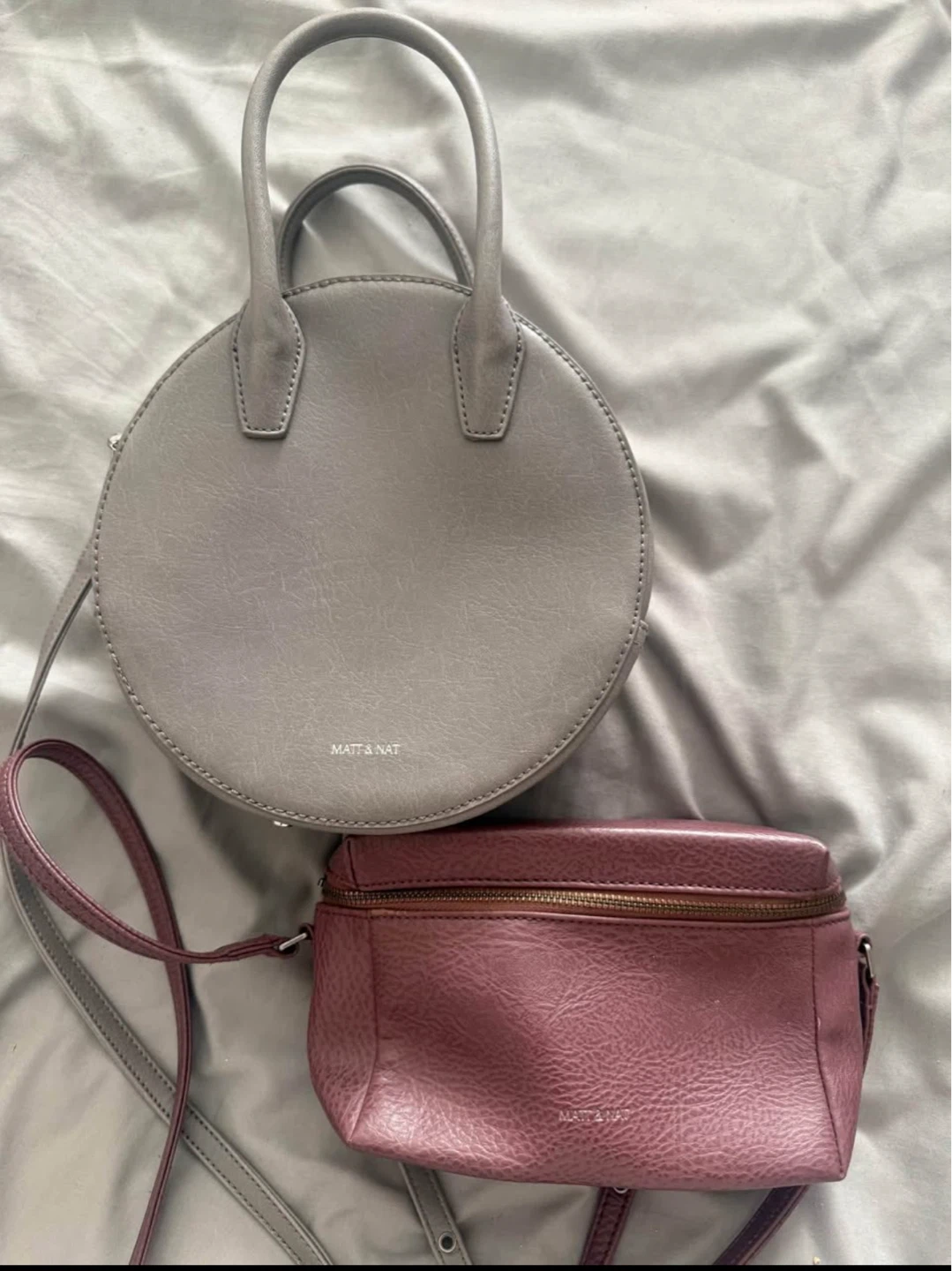Matt & Nat Grey Circle Bag and Plum Crossbody Bag