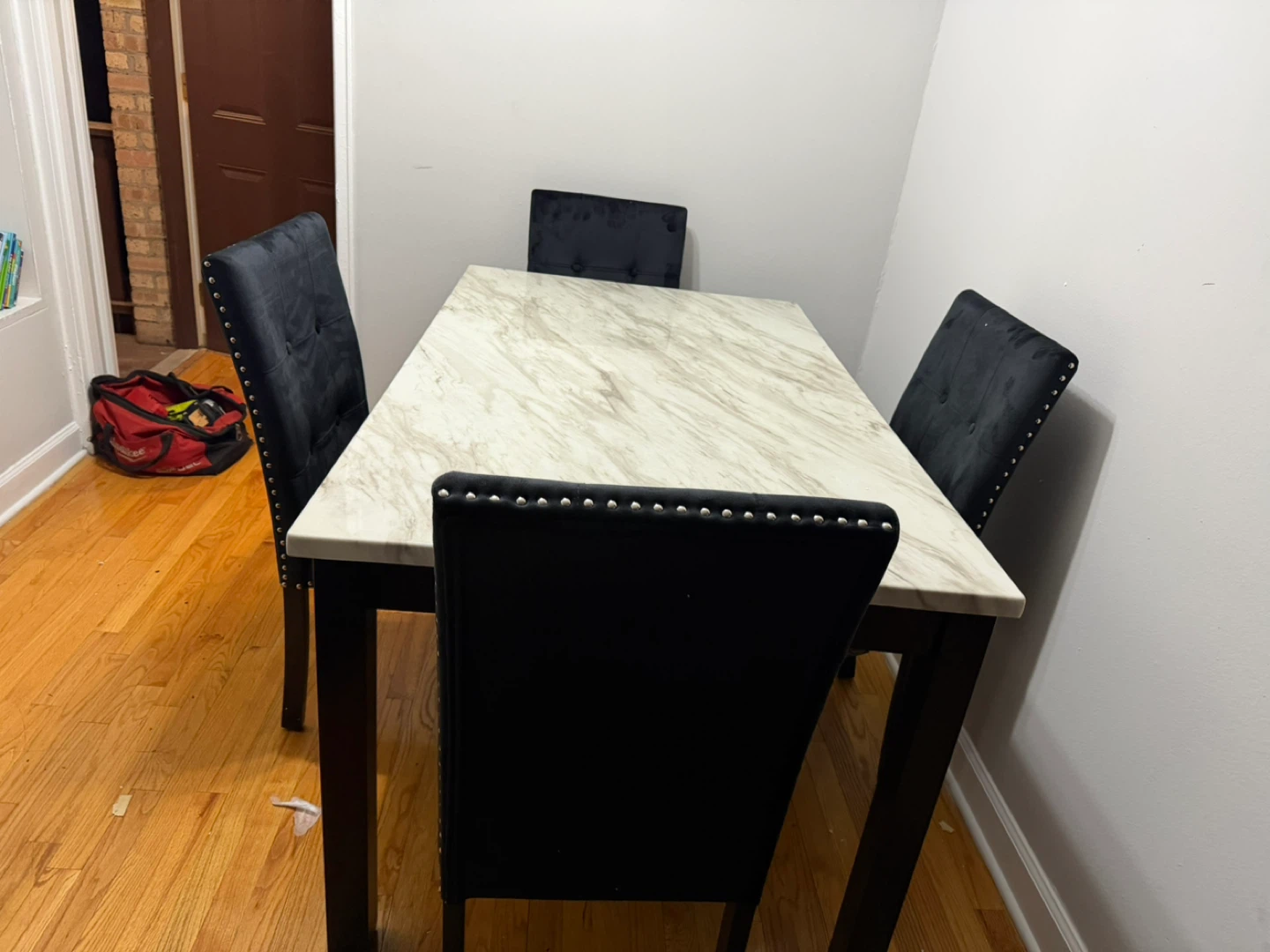 Dining Table with 4 Black Chairs
