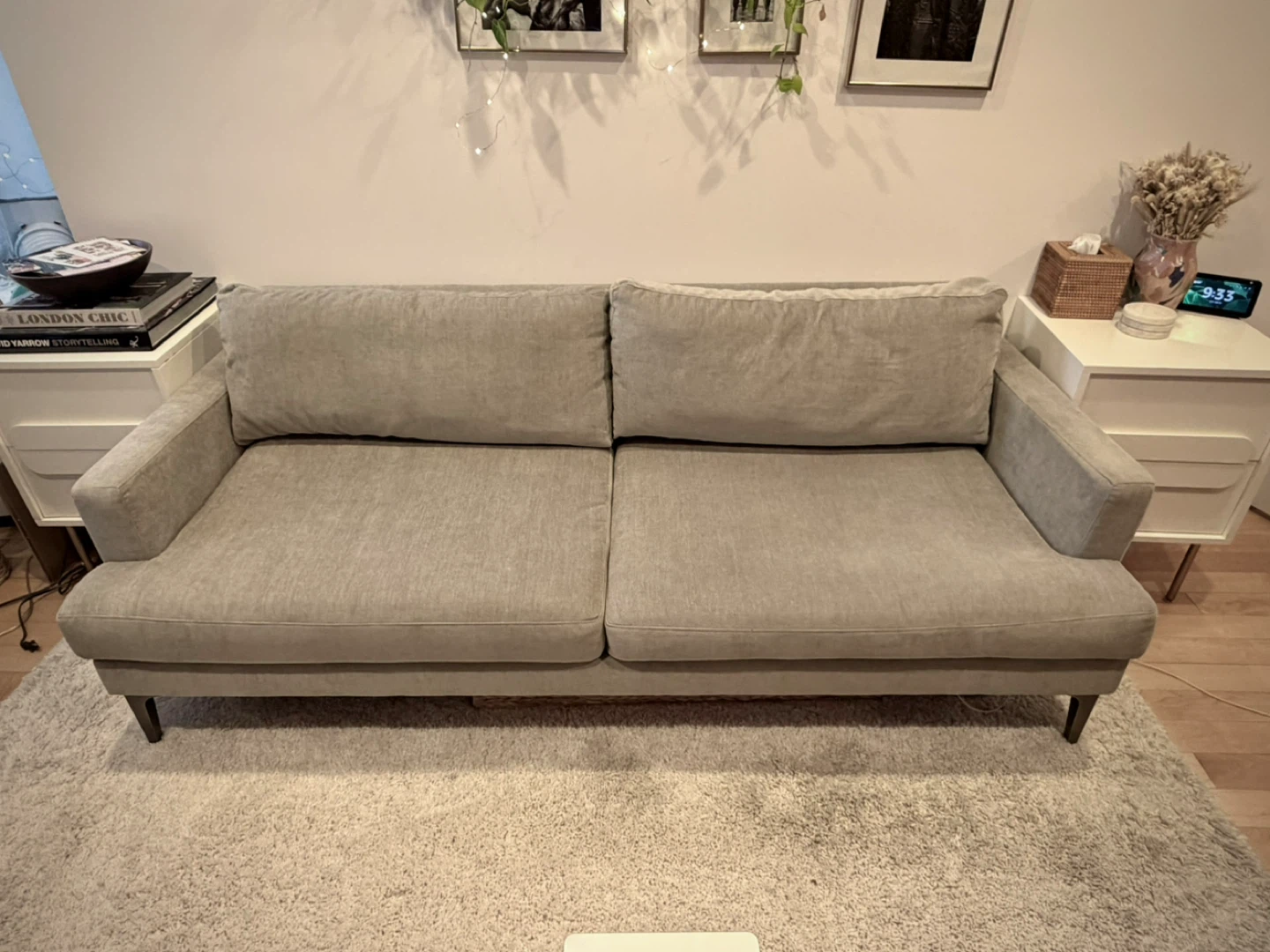 West Elm Andes Petite Sofa - 76.5" Distressed Velvet