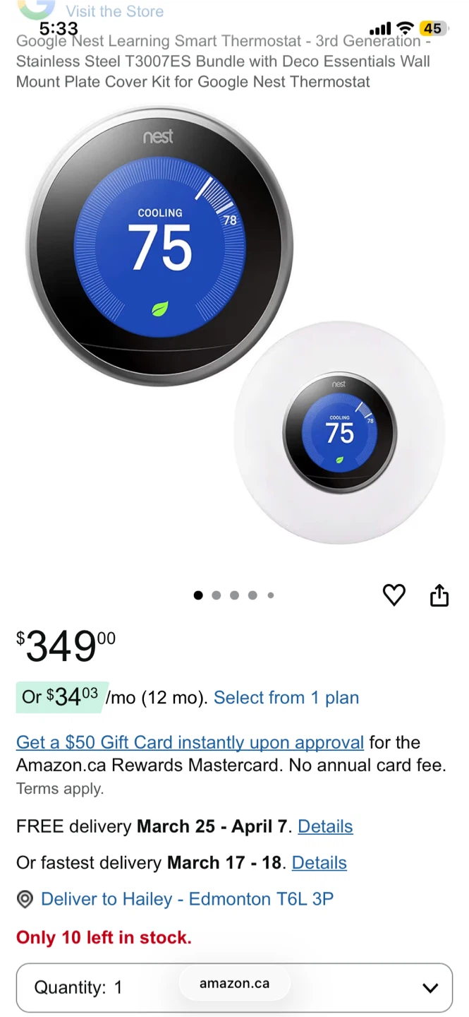 Google Nest Learning Thermostat - 3rd Gen Bundle