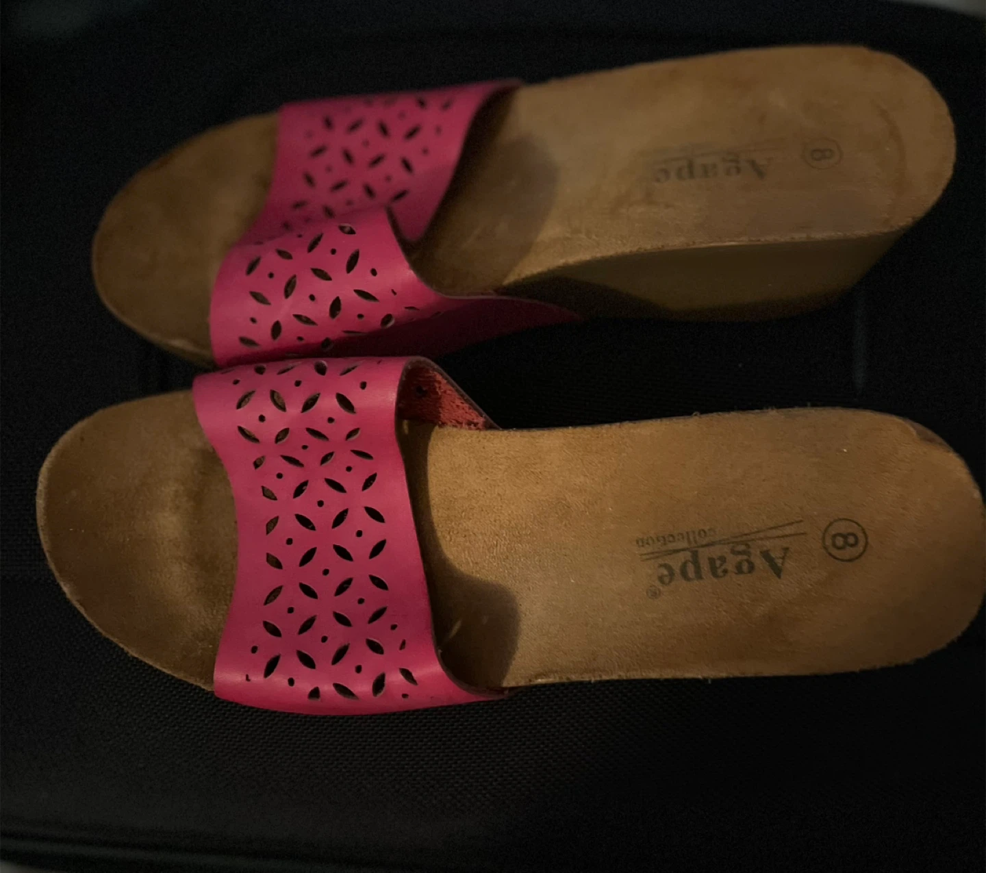 Agape Collection Pink Laser Cut Slides Size 8