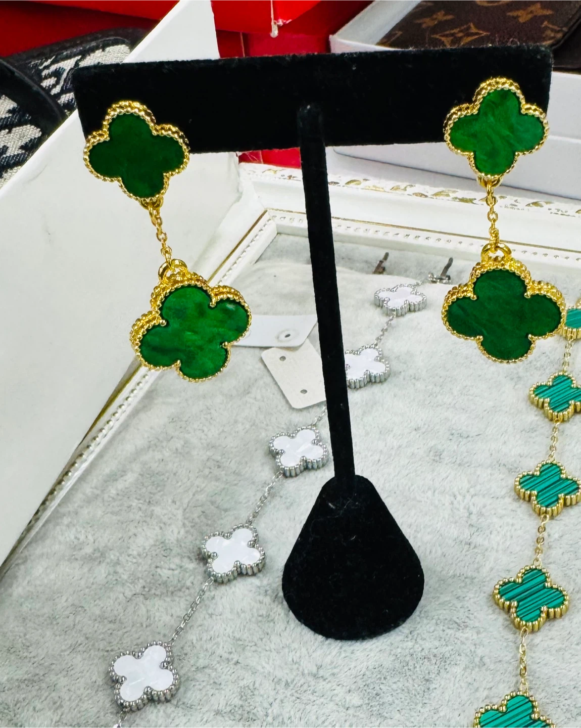 Gold Tone Clover Necklaces and Earrings Set - photo 5