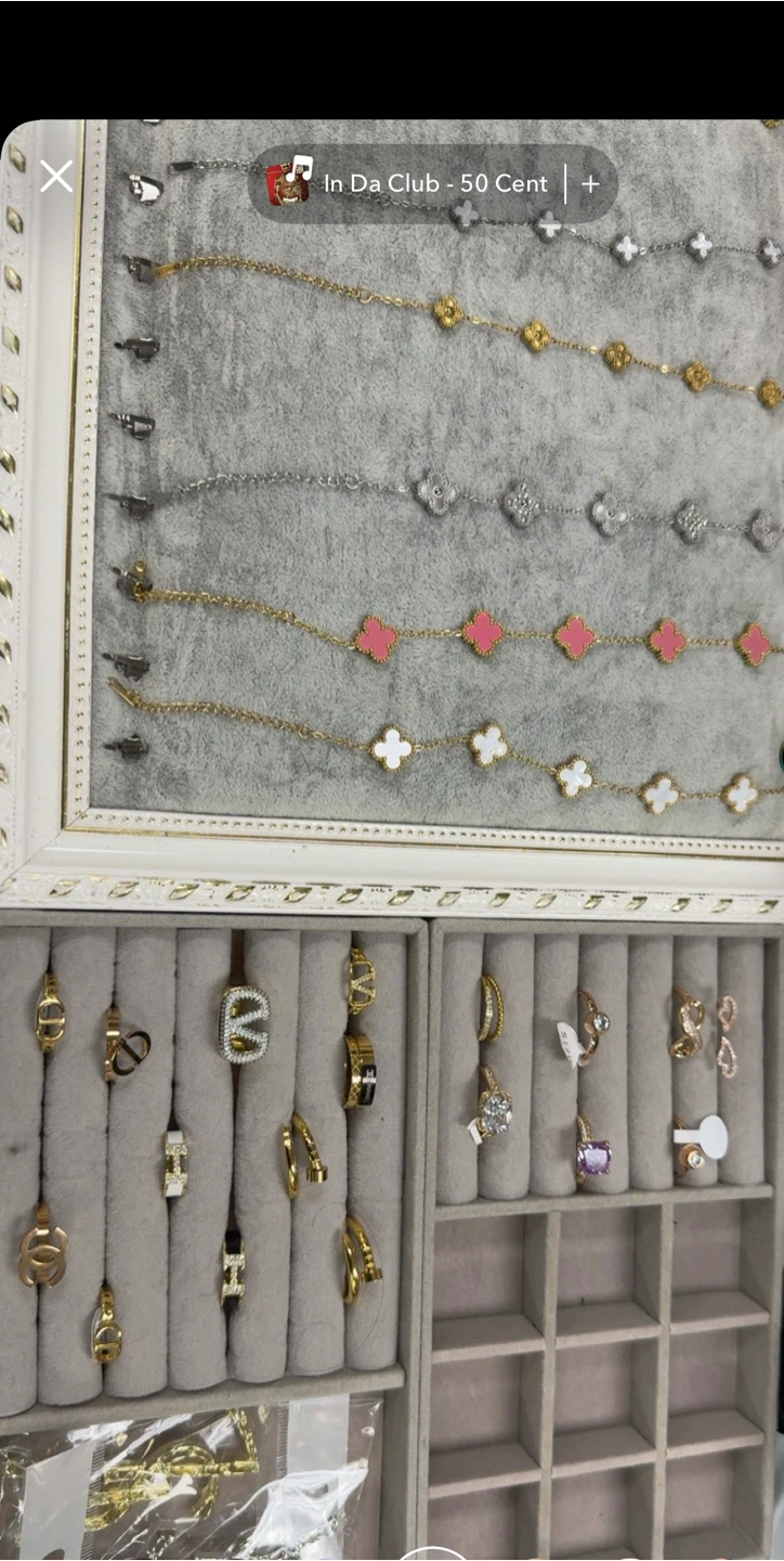 Gold Tone Clover Necklaces and Earrings Set