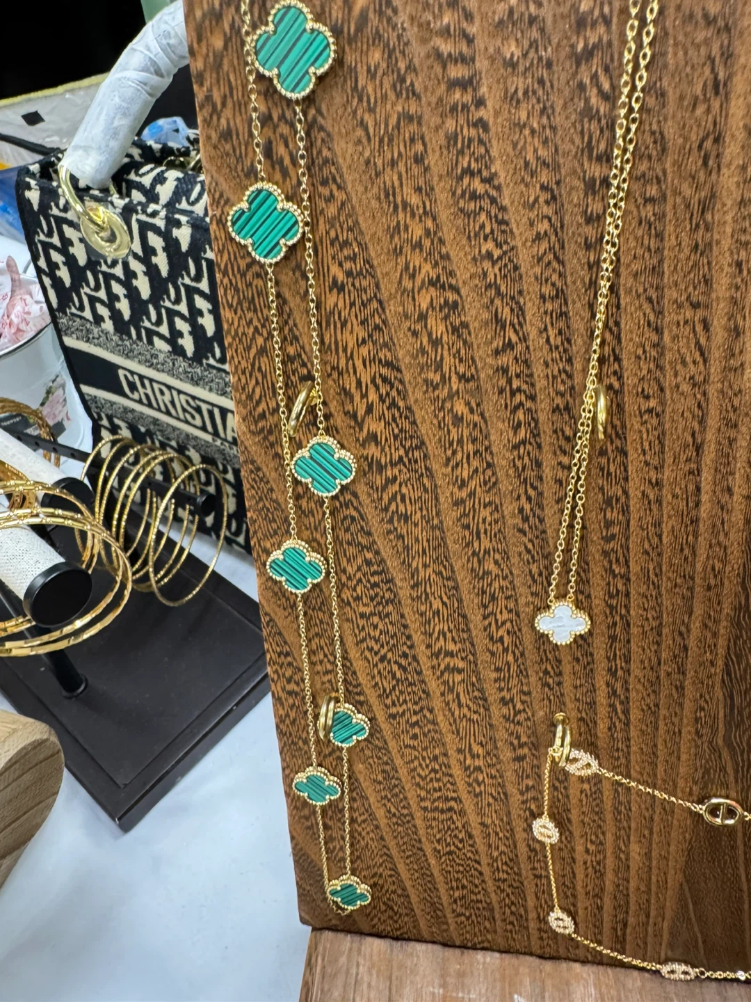 Gold Tone Clover Necklaces and Earrings Set - photo 2