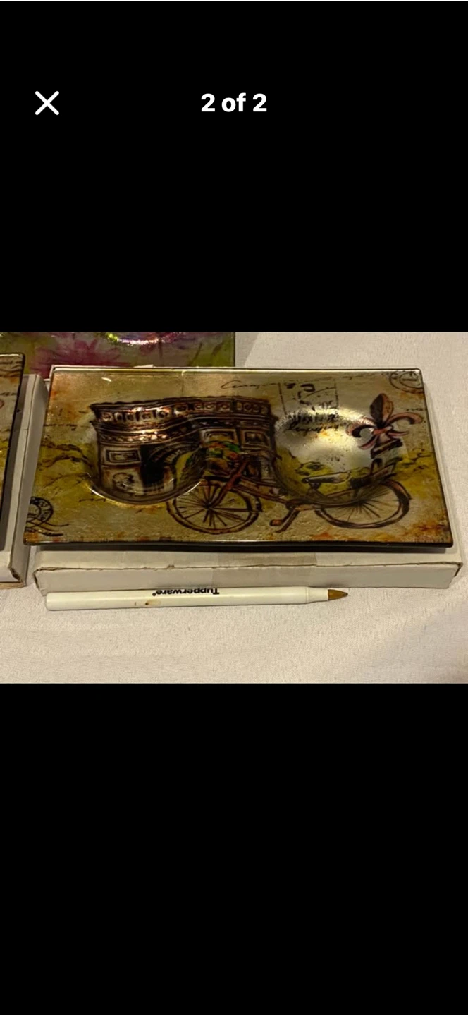 Decorative Glass Tea Light Holders Trays - Set of 3 - photo 2