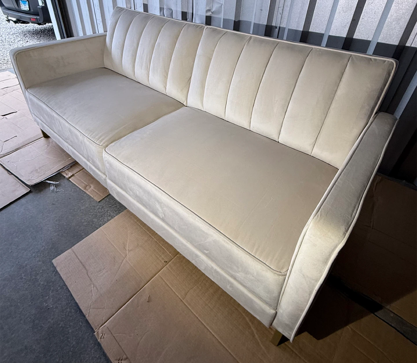 Novogratz Skylar Ivory Velvet Modern Futon/Sofa Bed