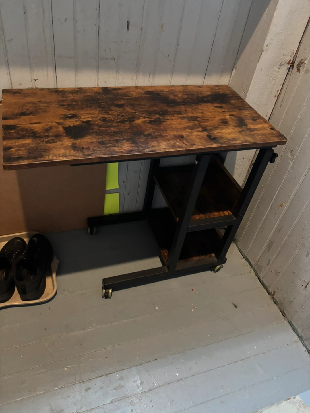 Adjustable Rolling Laptop C Desk with Storage Shelves - photo 3