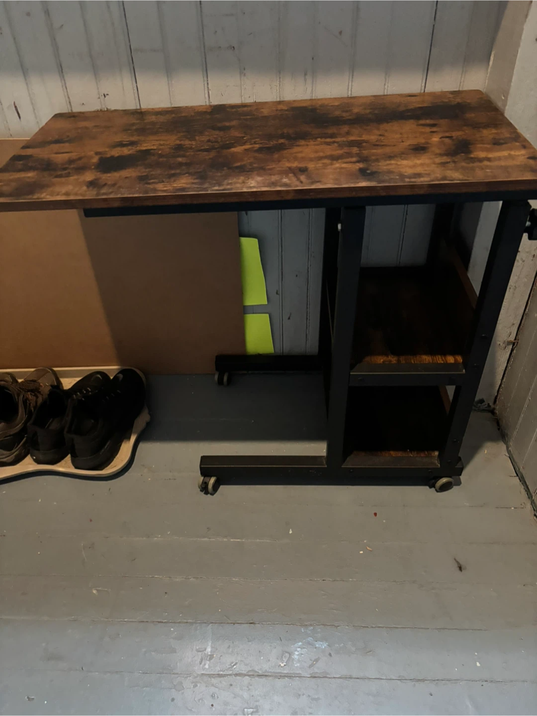Adjustable Rolling Laptop C Desk with Storage Shelves - photo 2