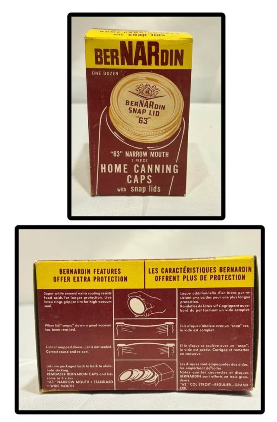 Vintage Bernardin Narrow Mouth Home Canning Caps - One Dozen