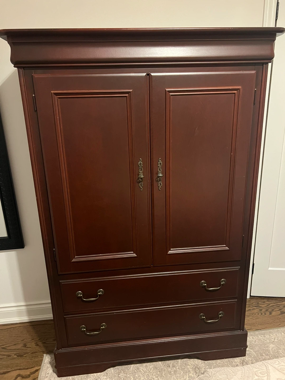Dark Cherry Armoire with Drawers