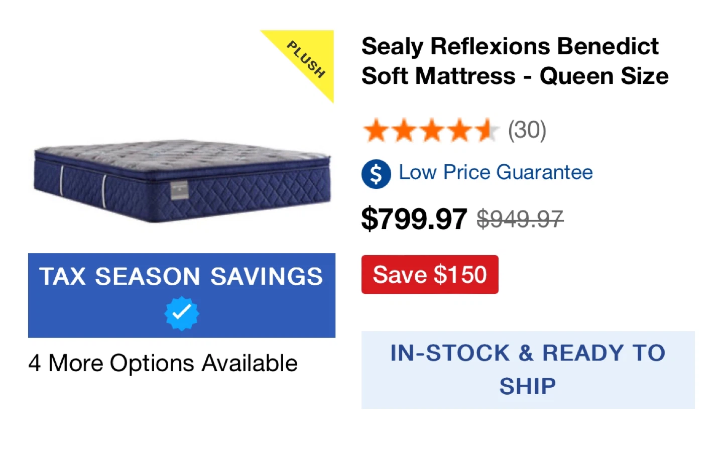 Sealy Reflections Benedict Soft Mattress - Queen Size