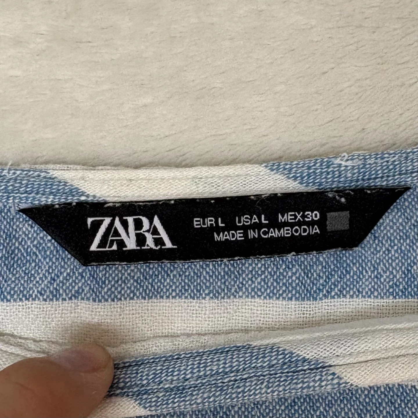 Zara Blue White Striped Linen Blend Short Sleeve Boxy Top Size L - photo 5