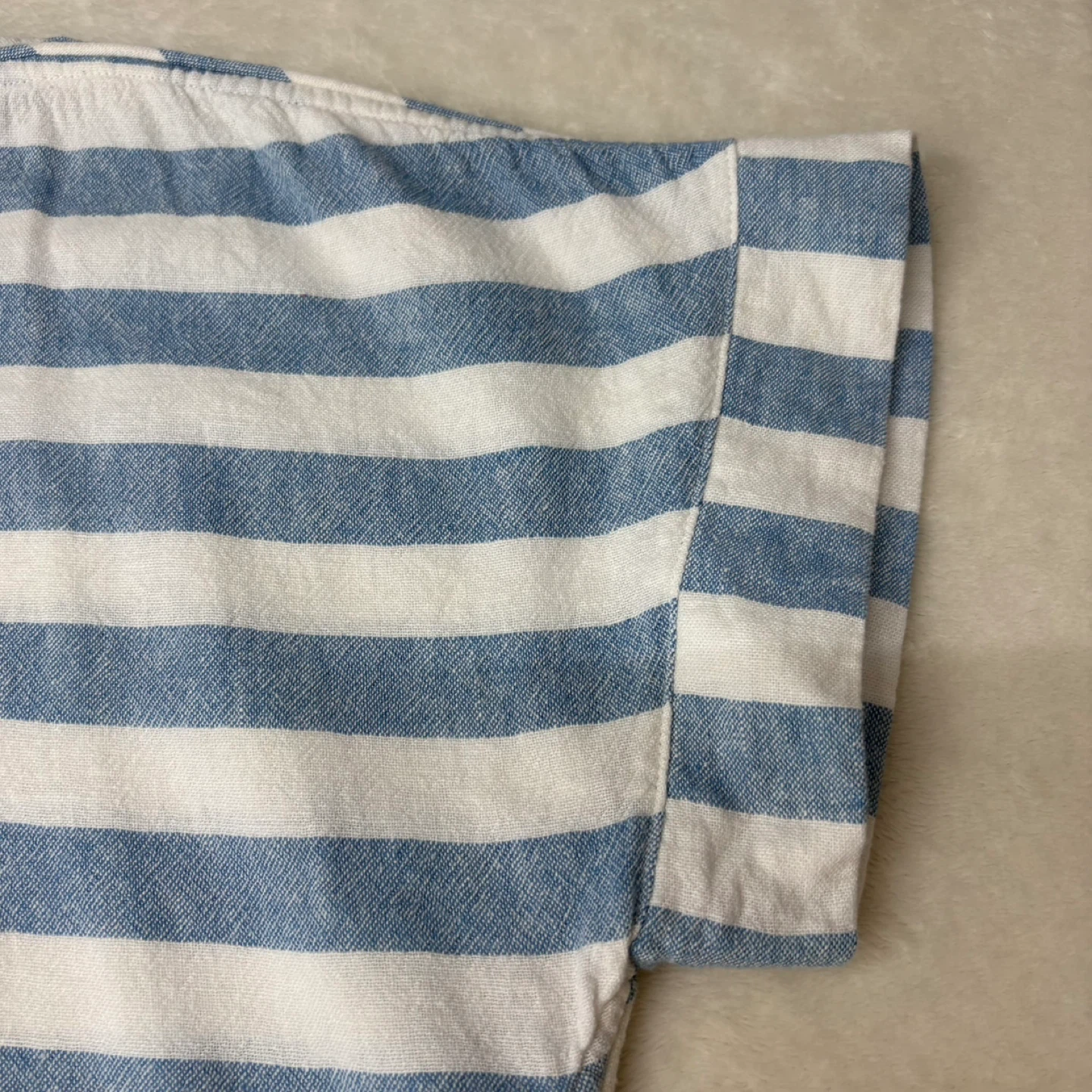 Zara Blue White Striped Linen Blend Short Sleeve Boxy Top Size L - photo 4