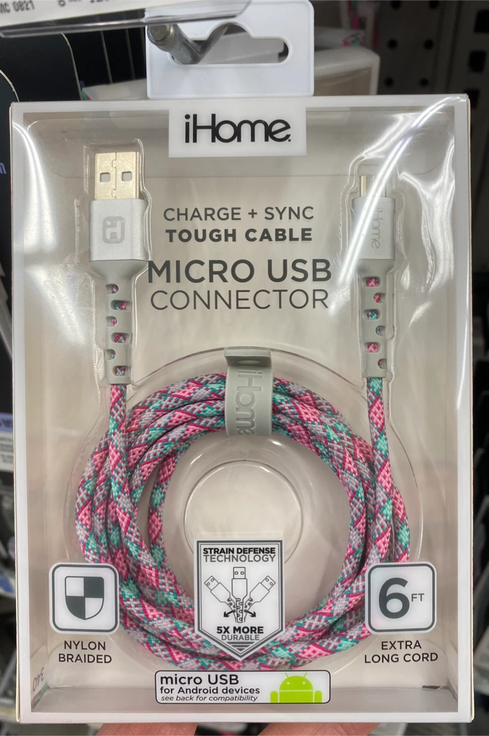 OUT OF PKG Charge & Sync Micro USB Cable - 6ft Nylon Braided