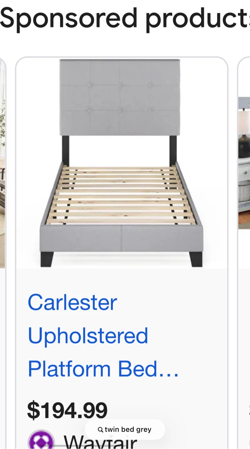 Grey twin bed frame