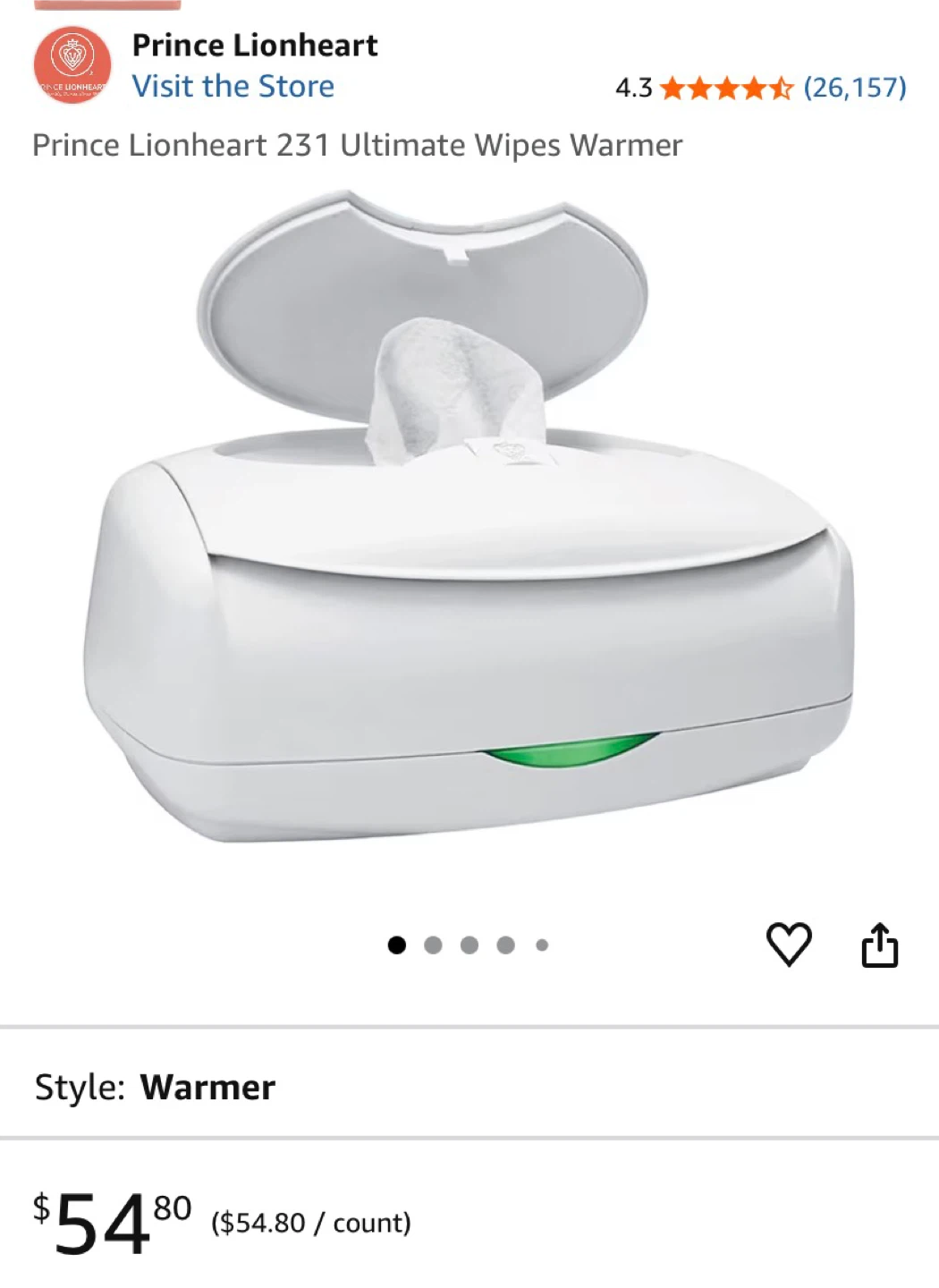 Prince Lionheart 231 Ultimate Wipes Warmer