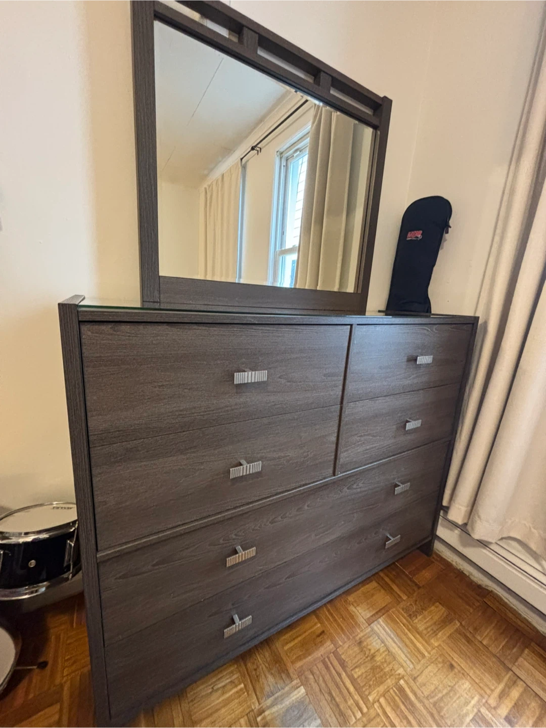 Dark Wood Dresser with Mirror