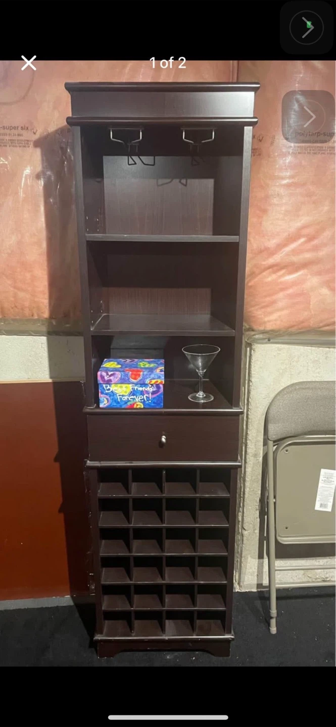Free Dark Brown Wine Rack and Cabinet