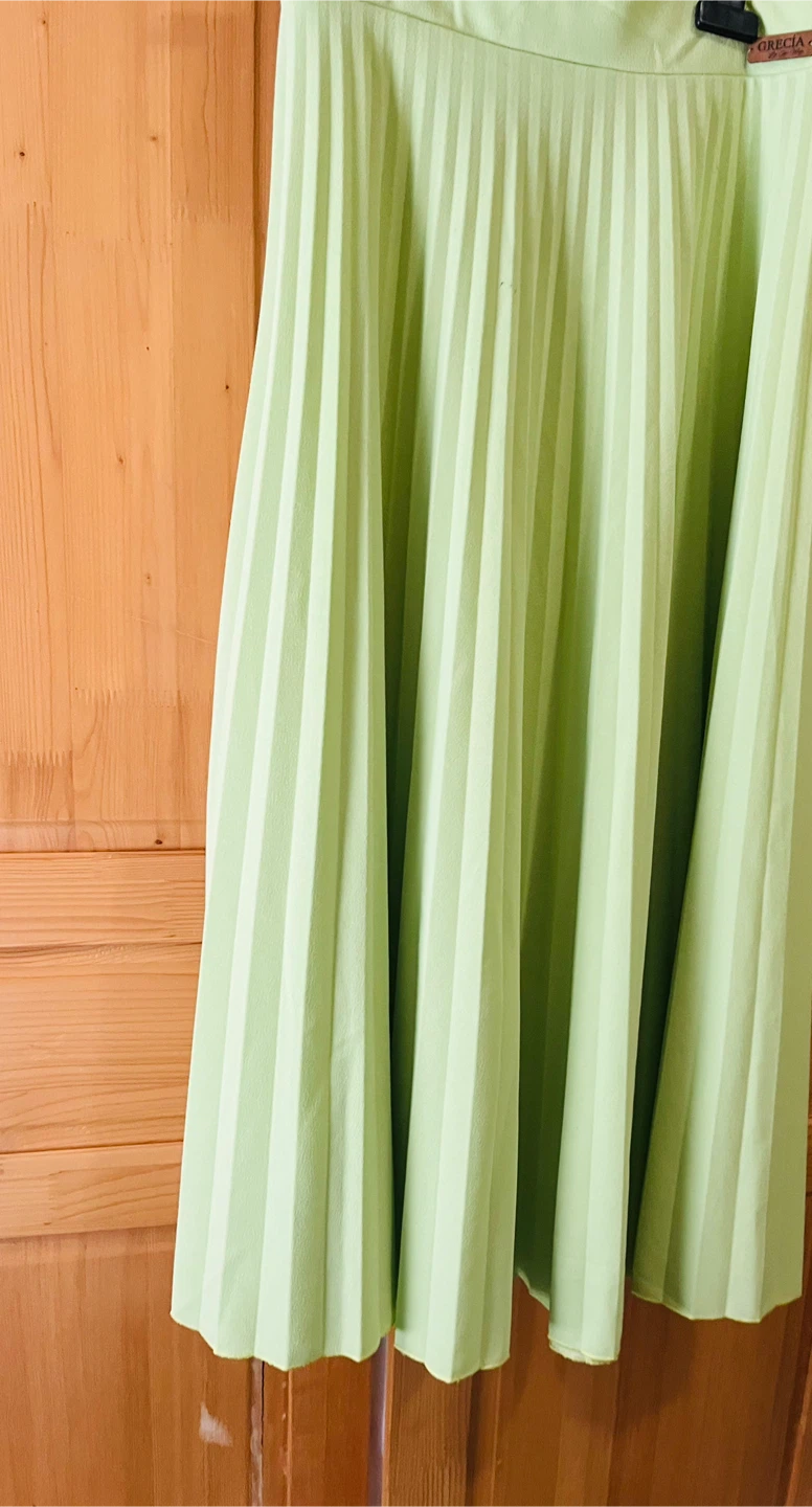 GRECÍA, Pistachio green pleated long skirt -  one size - 85 cm - photo 3