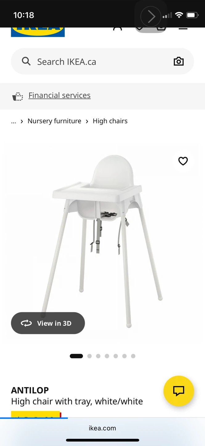 Free IKEA Antilop High Chair with Tray - White